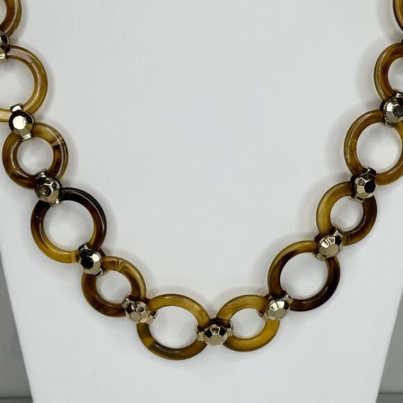 Liz Claiborne Chunky Plastic and Gold Tone Long Chain Link Necklace - Picture 4 of 9